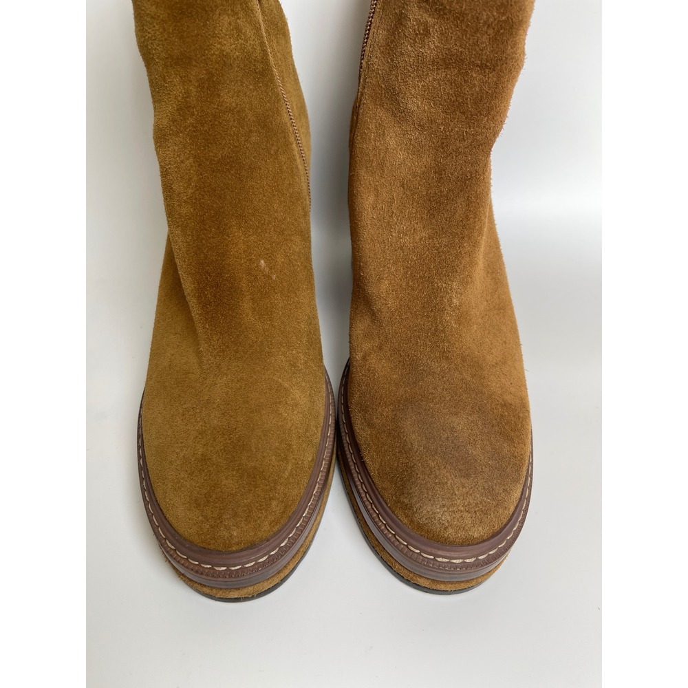 Steve Madden Camel Suede Platform Block Chunky Heel Ankle Boots Size 10 M - Picture 3 of 10